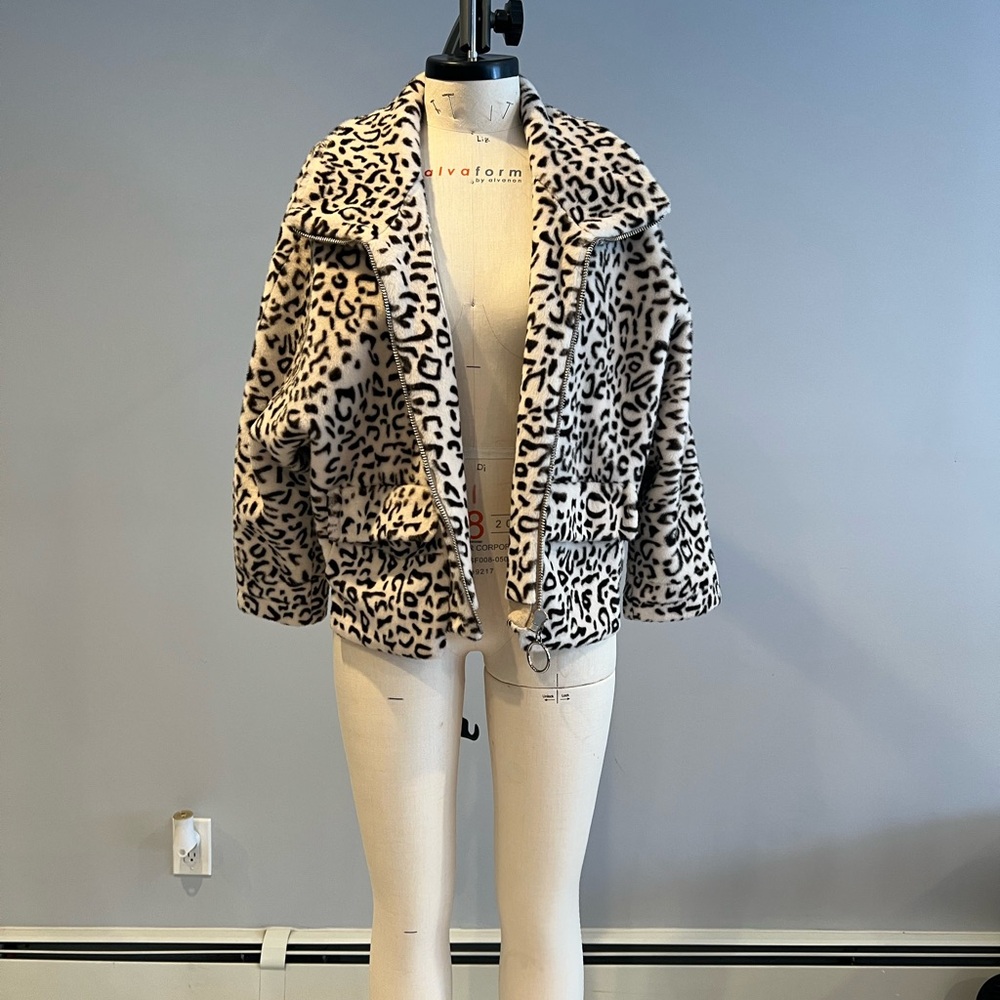 Leopard Print Faux Fur Jacket